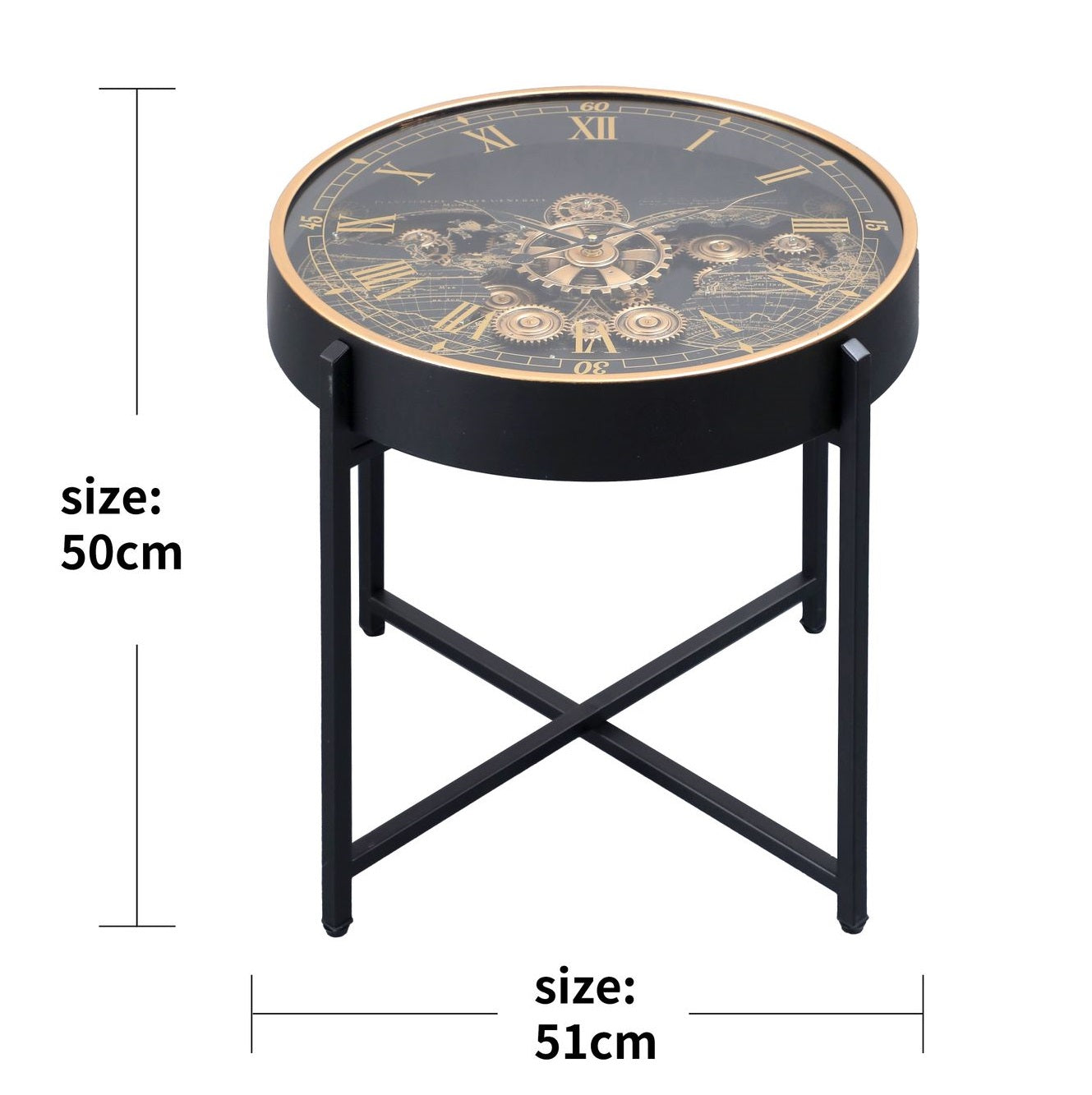 Dial Craft Luxe Tea Table Clock With Moving Gear Mechanism (Steel Body)