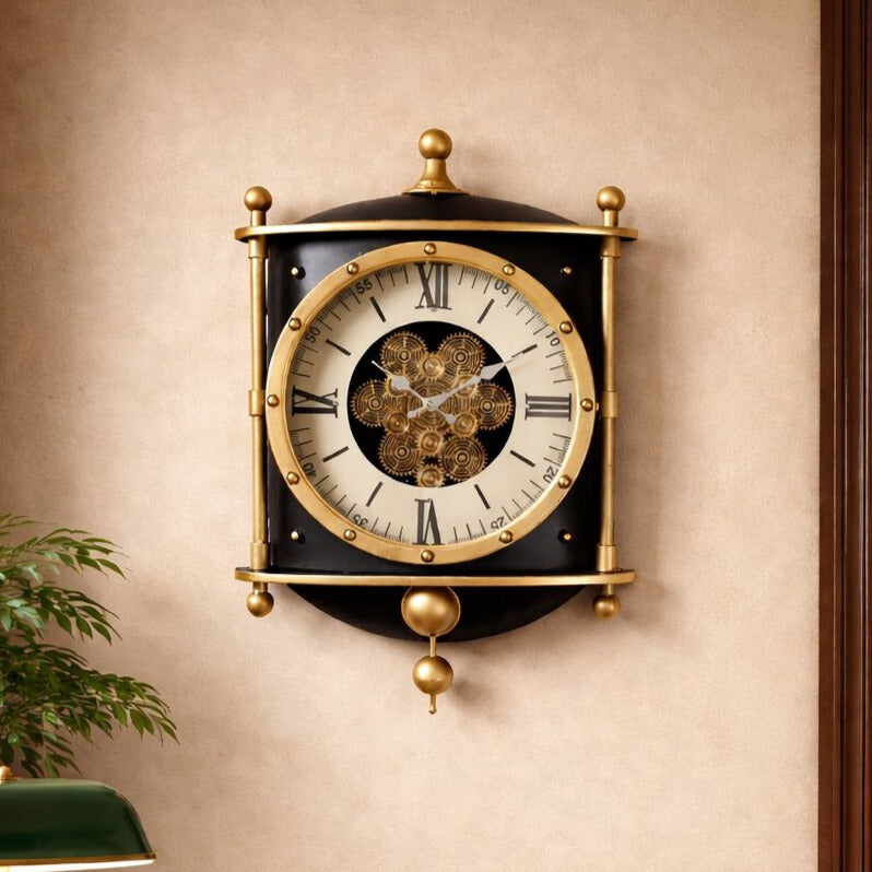 Signature Time Luxury Designer Wall Clock For Living Room With Moving Gear Mechanism Buy Wall Clock Online (Steel Body)