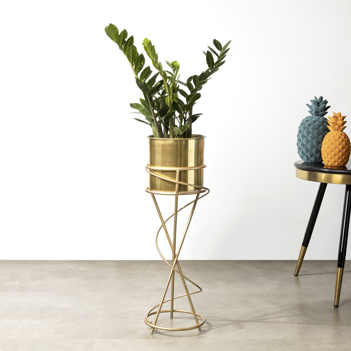 On-Trend Abstract Gold Planter - Modern Metal Planter - Medium