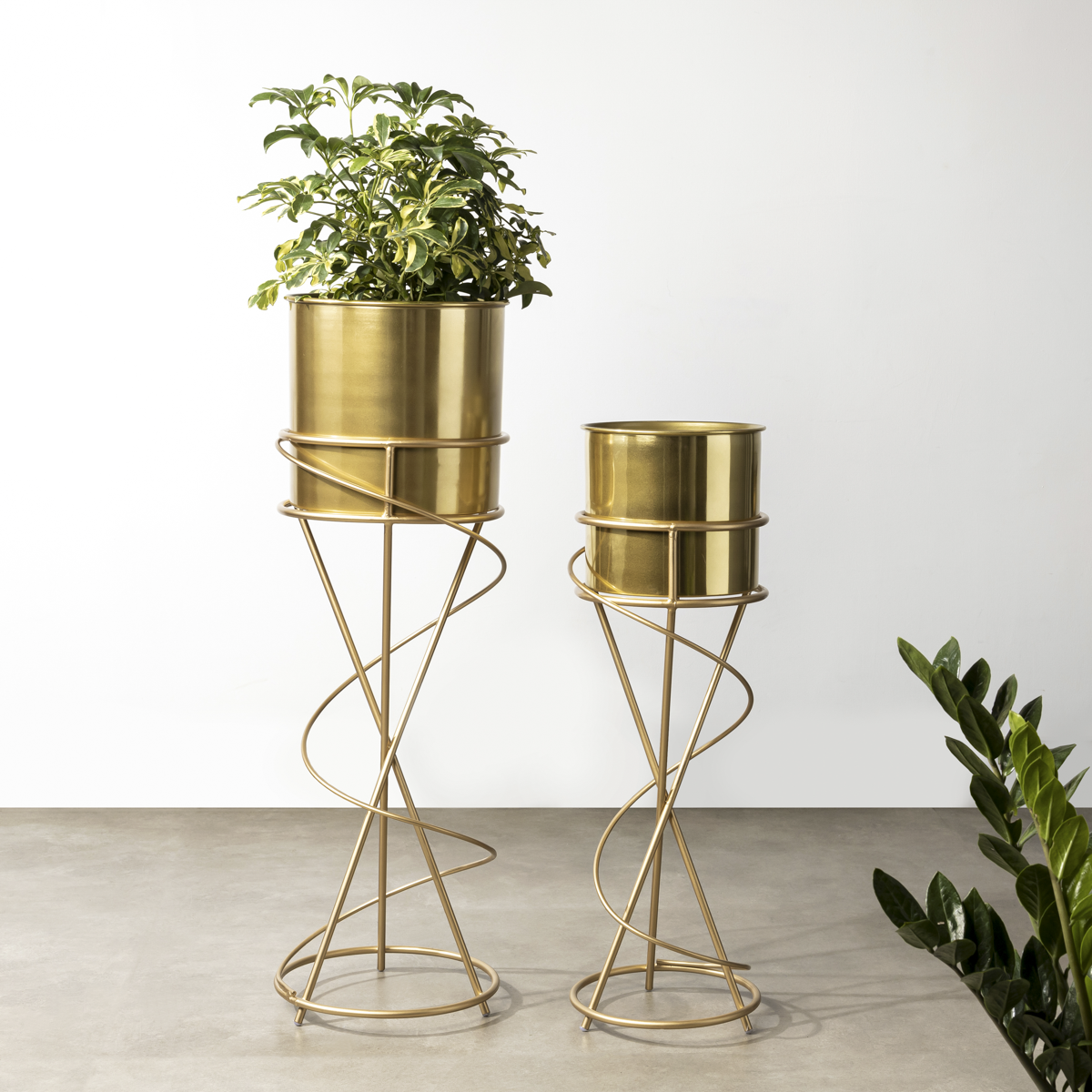 On-Trend Abstract Gold Planter - Modern Metal Planter - Pair