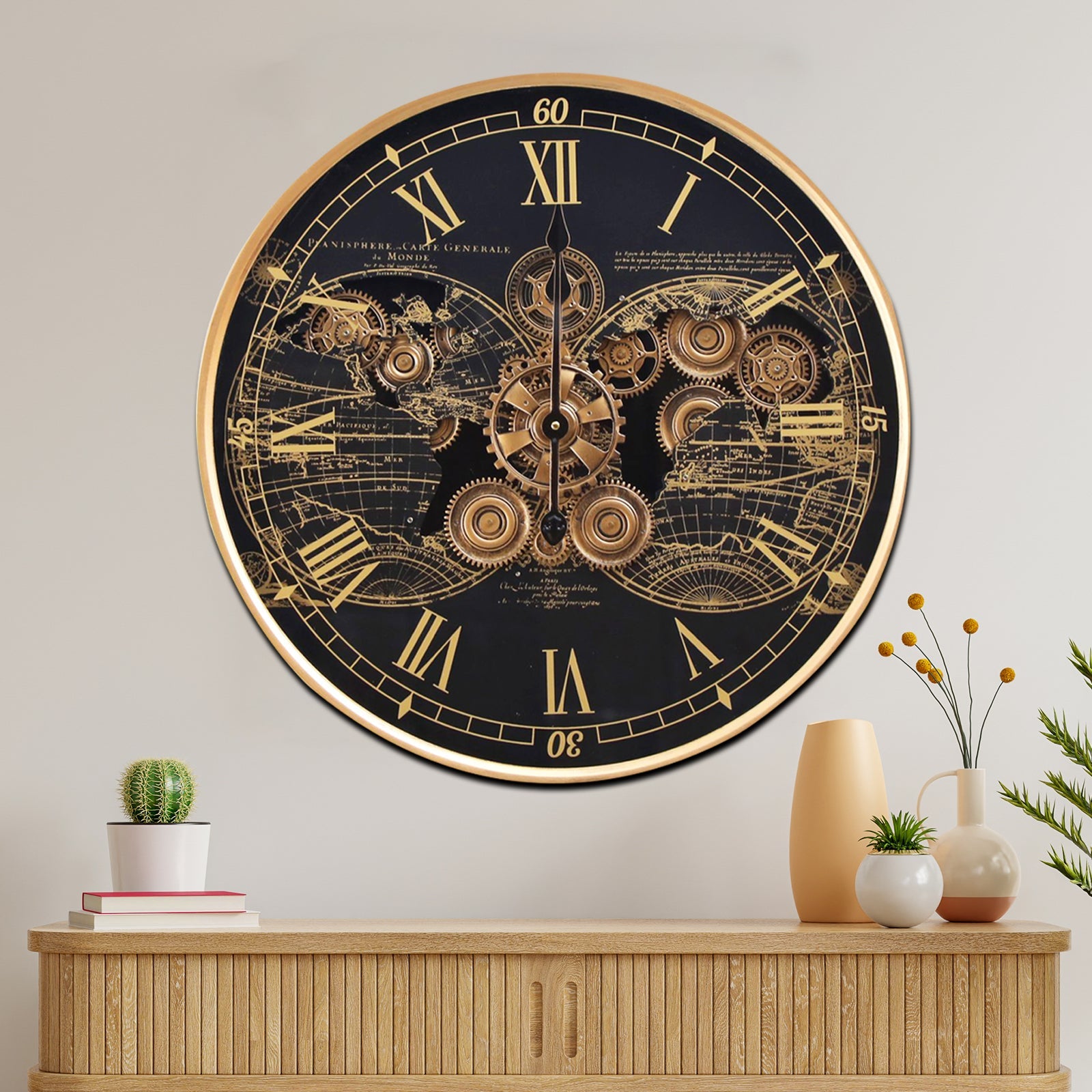 Chrono Luxe Luxury Designer Wall Clocks for the Home With Moving Gear Mechanism Buy Wall Clock Online (Steel Body) - Big